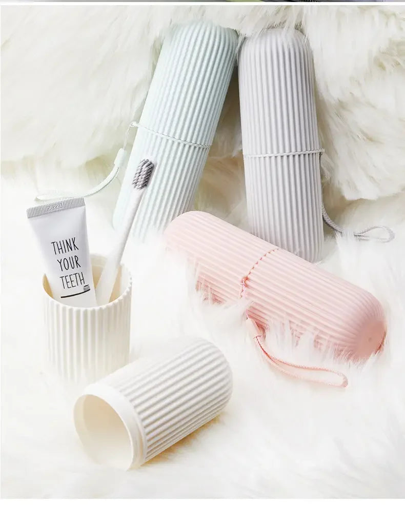 Portable toothbrush and toothpaste holder case for travel and camping use
