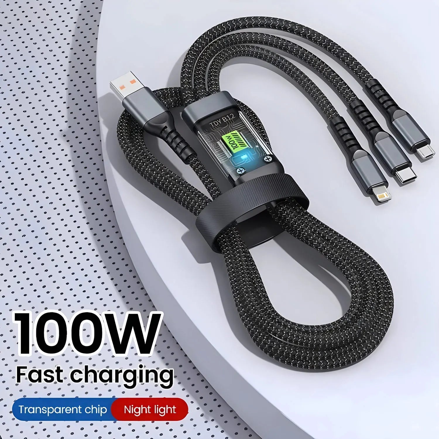 100W Fast Charging Cable Multi Charger Cable Nylon Braided Multiple USB Universal 3 in 1 Charging Cord Adapter with Type-C Micro fabbinventora.com
