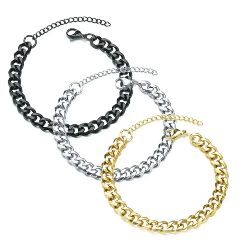 Wannee New Trendy Cuban Chain Men Bracelet Classic Stainless Steel 3 5 7mm Width Chain Bracelet For Men Women Jewelry Party Gift fabbinventora.com