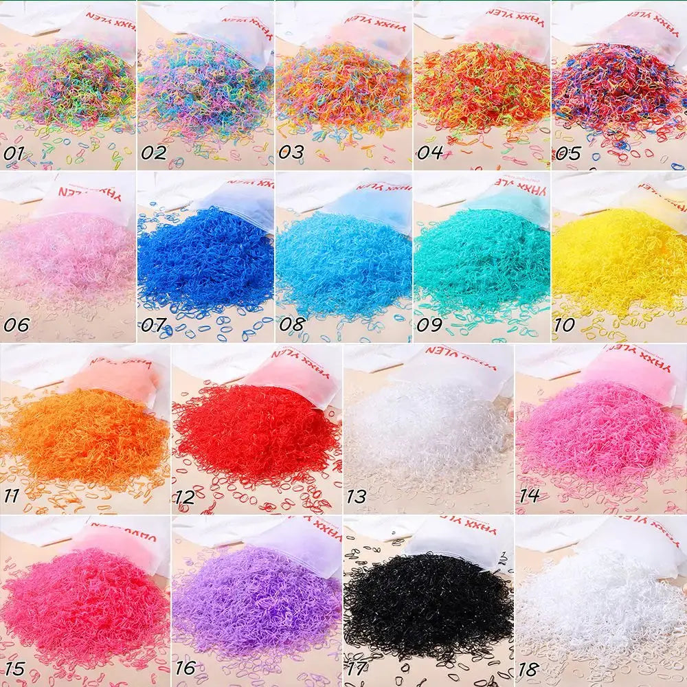 500/1000/2000pcs Girls Colourful Disposable Rubber Band Hair Ties Headband Children Ponytail Holder Bands Kids Hair Accessories fabbinventora.com