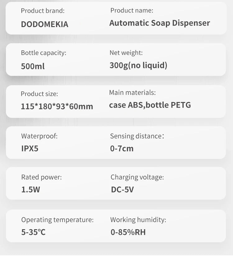 Wall mounted automatic foam soap dispenser with sensor and rechargeable battery