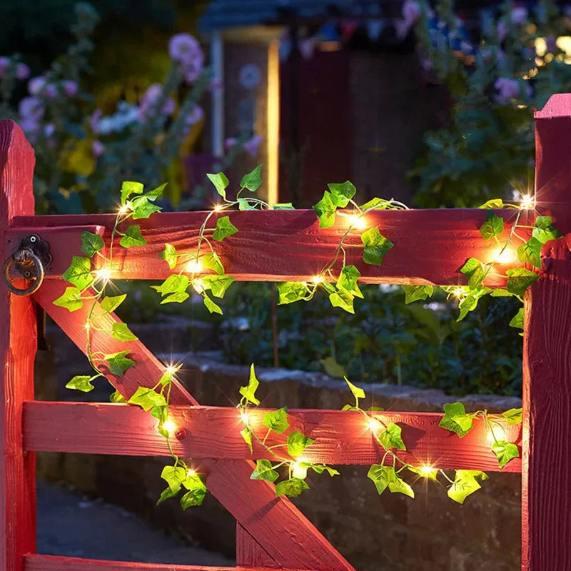 Flower Green Leaf String Lights Artificial Vine Fairy Lights Battery Powered Christmas Tree Garland Light for Weeding Home Decor fabbinventora.com