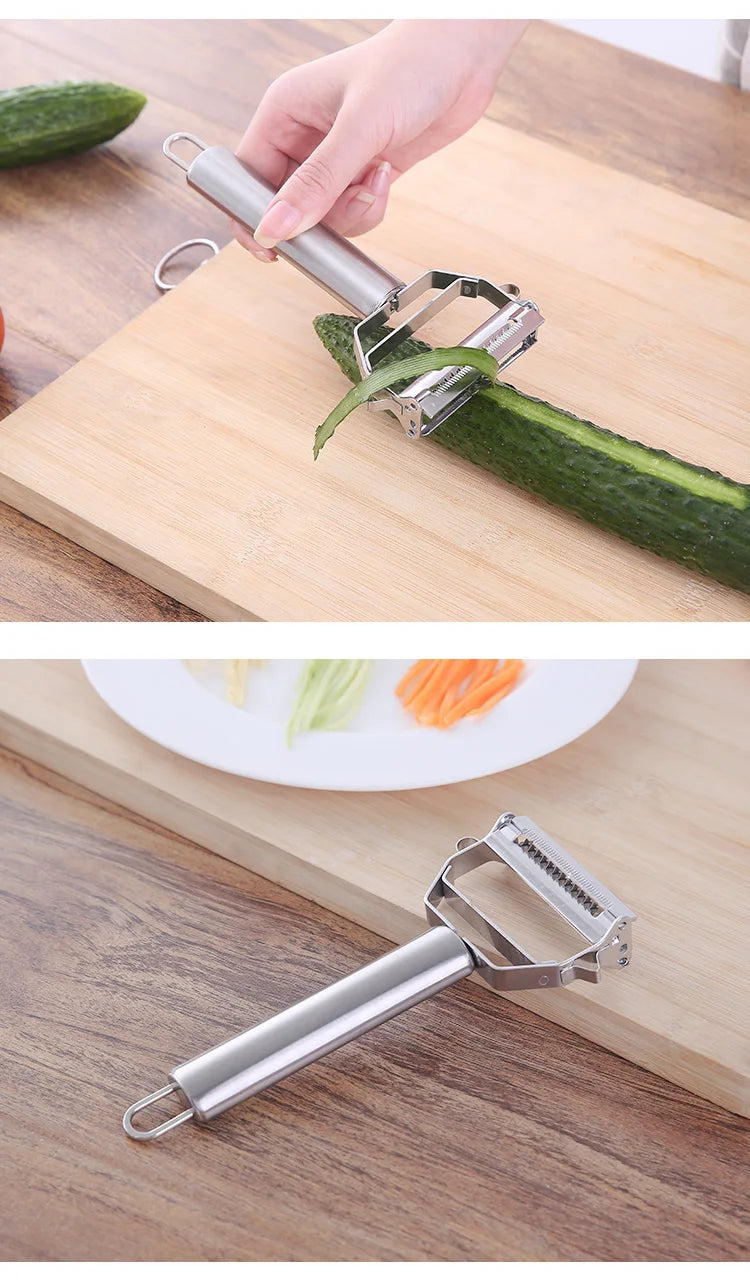 Kitchen Vegetable Peeler Stainless Steel Melon Planer Double-Head Peeler Household Multiple-Function Fruit And Vegetable Peeler fabbinventora.com