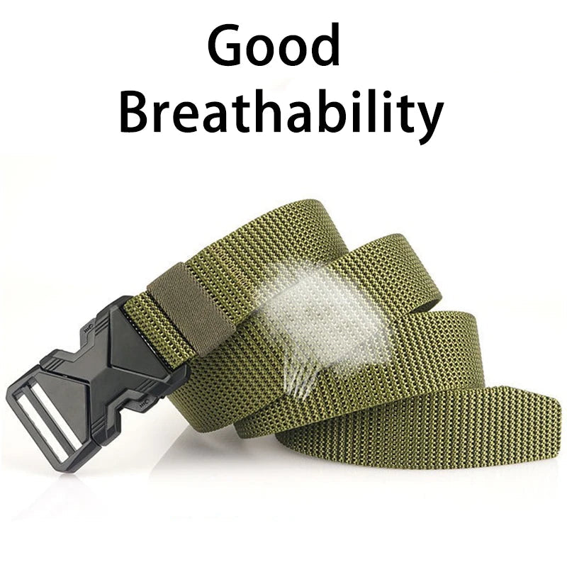 The New Men's 125cm Buckle Belt Nylon Braided Lightweight Breathable Daily Commuter Men's Belt fabbinventora.com