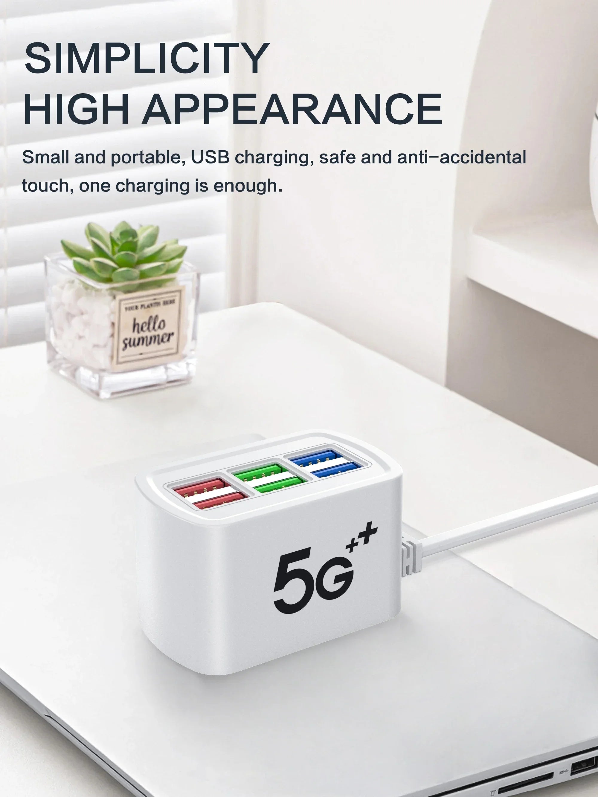 Fast USB Charger 6 in 1 Power Strip Desktop Charging Station Fast Charging 1m Cord USB HUB Adapter Socket for iPhone 16 Home fabbinventora.com