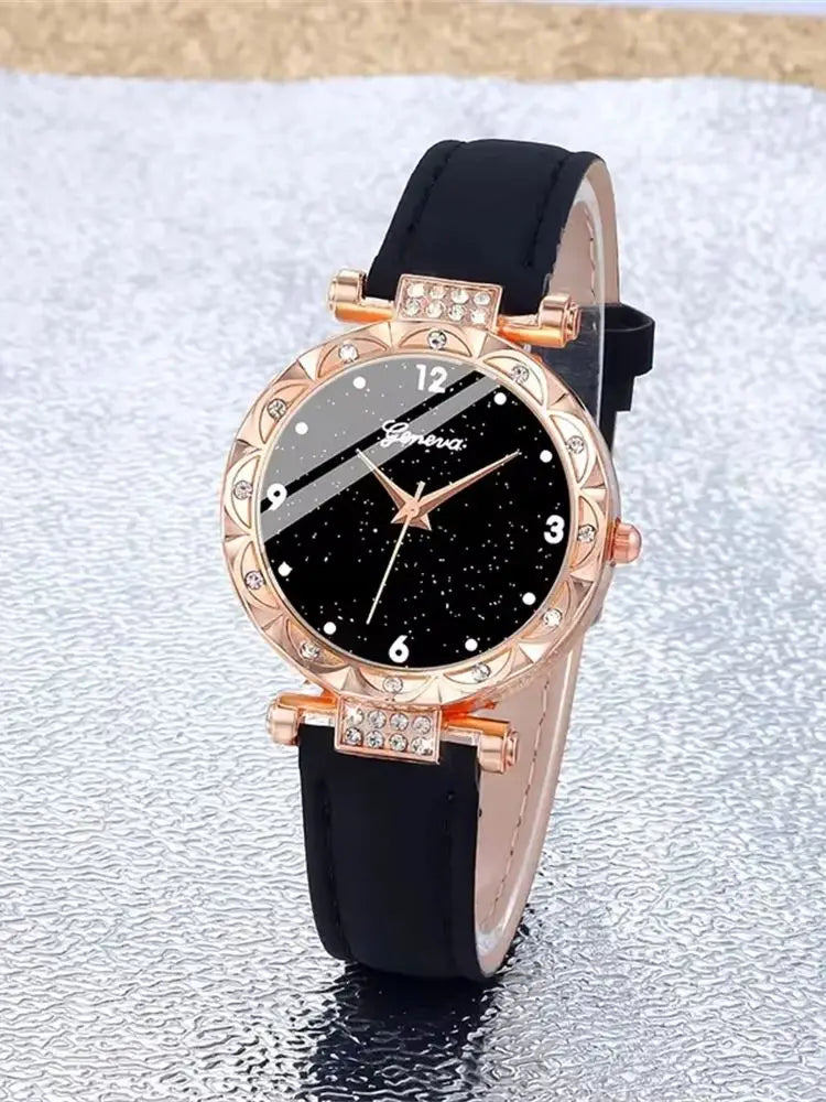 Womens Watches 5Pcs Set Luxury Rhinestone Women Fashion Elegant Wristwatch Quartz Watch For Girl WristWatch Bracelet Gift fabbinventora.com