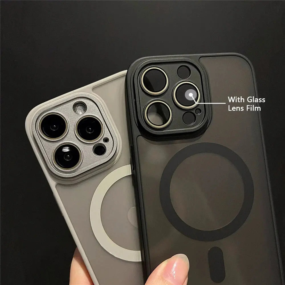 Luxury Matte Armor For Magsafe Magnetic Wireless Charging Case For iPhone 11 12 13 14 15 16 17 Air Pro Max Plus Shockproof Cover fabbinventora.com
