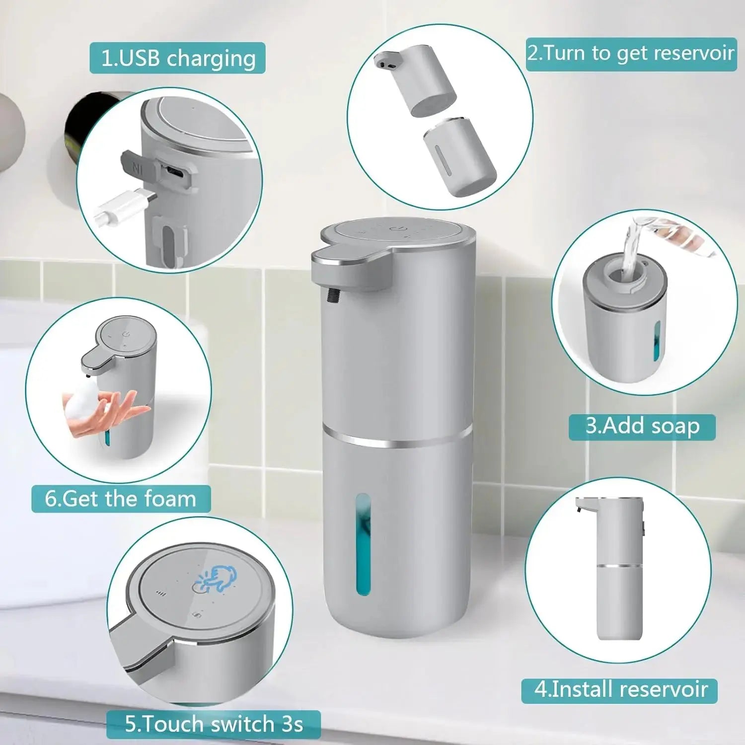 Soap dispenser for bathroom kitchen 380ml Touchless Sensor Smart Washing Hand 4 Level Adjustable automatic Foam Soap Dispenser fabbinventora.com