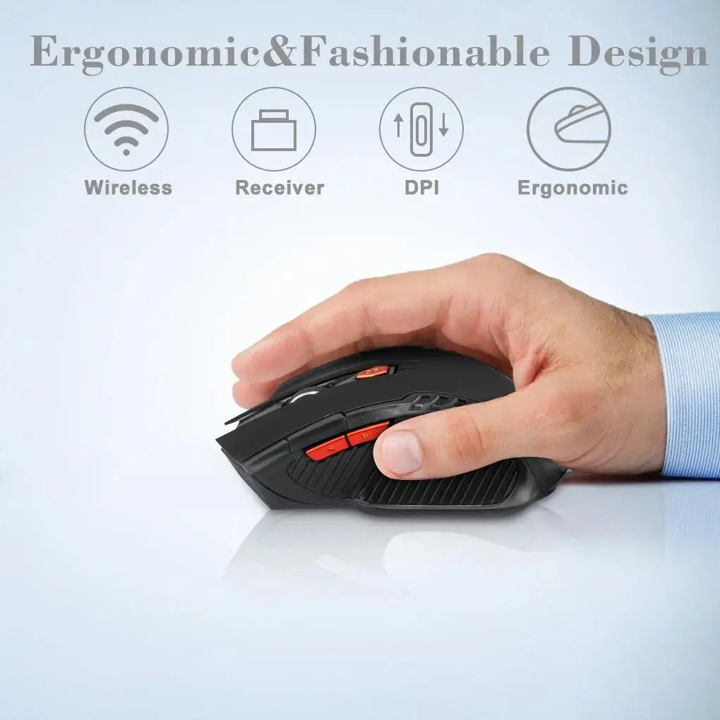 2.4G Wireless Mouse 1600DPI Optical Mouse Gamer for Computer 6 Buttons Wireless Mice with USB Receiver for PC Laptop Accessories fabbinventora.com
