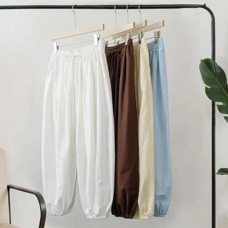 2025 Summer Trendy Linen Cotton Palazzo pants Women Bloomers Trousers fabbinventora.com