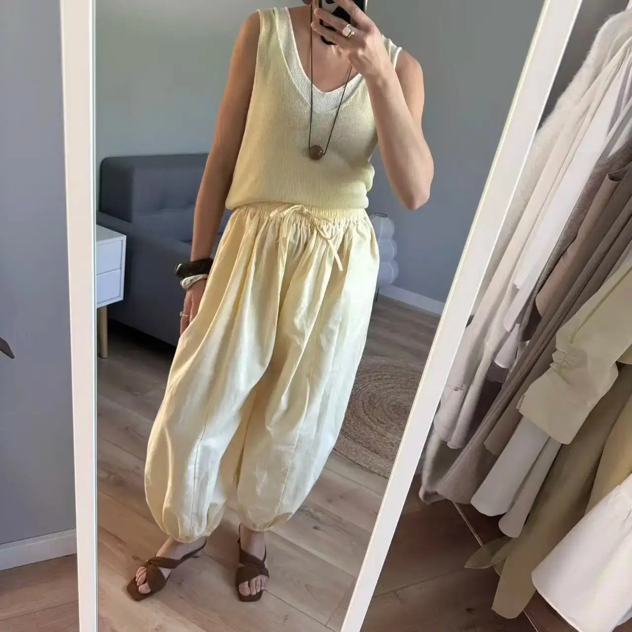 2025 Summer Trendy Linen Cotton Palazzo pants Women Bloomers Trousers fabbinventora.com