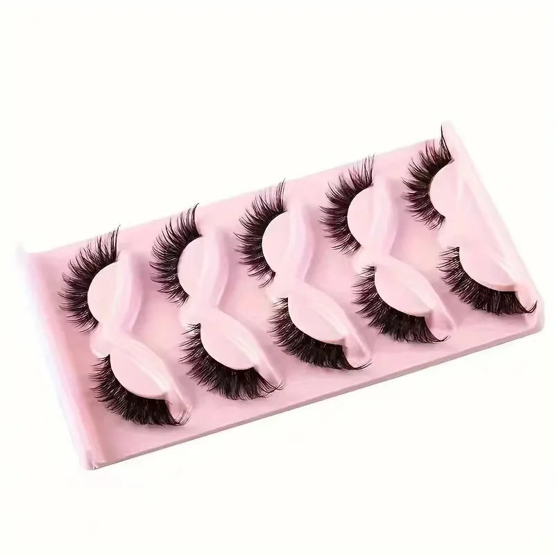 Hot Selling Makeup 5 Pairs Cat Eye Lashes Faux Eyelashes  Eye Elongated False Eyelashes fabbinventora.com