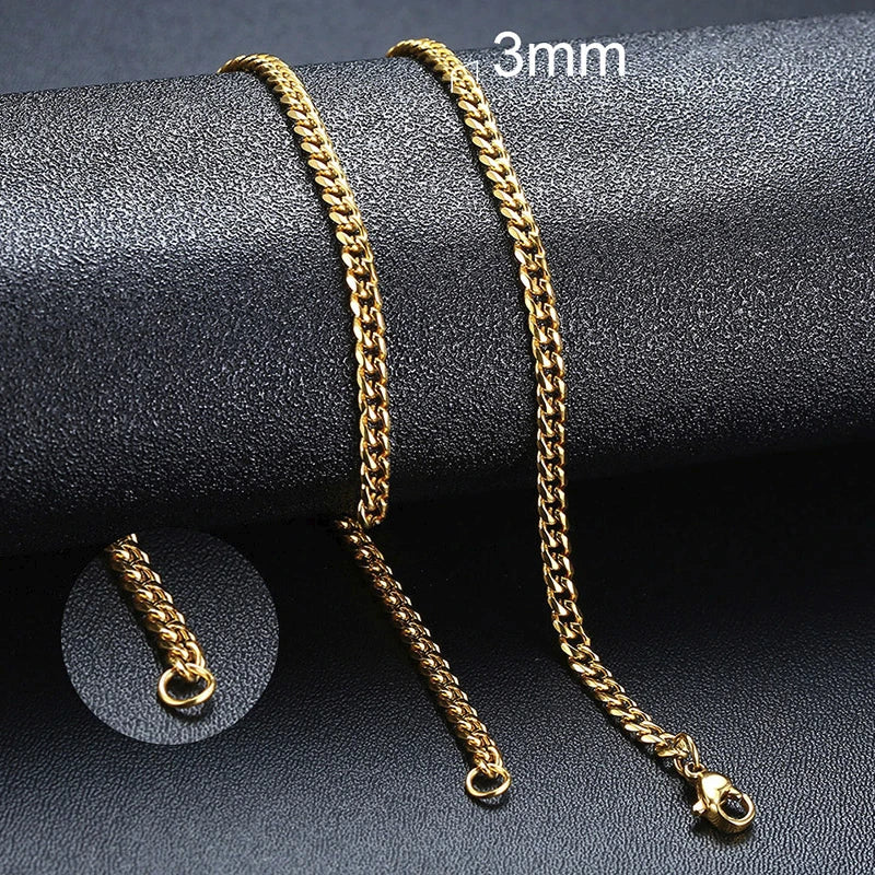 Vnox Cuban Chain Necklace for Men Women,Basic Punk Stainless Steel Curb Link Chain Chokers,Vintage Gold Color Solid Metal Collar fabbinventora.com