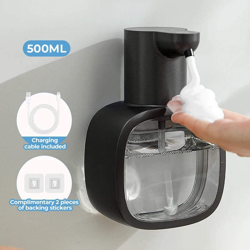 Wall mounted automatic foam soap dispenser with sensor and rechargeable battery