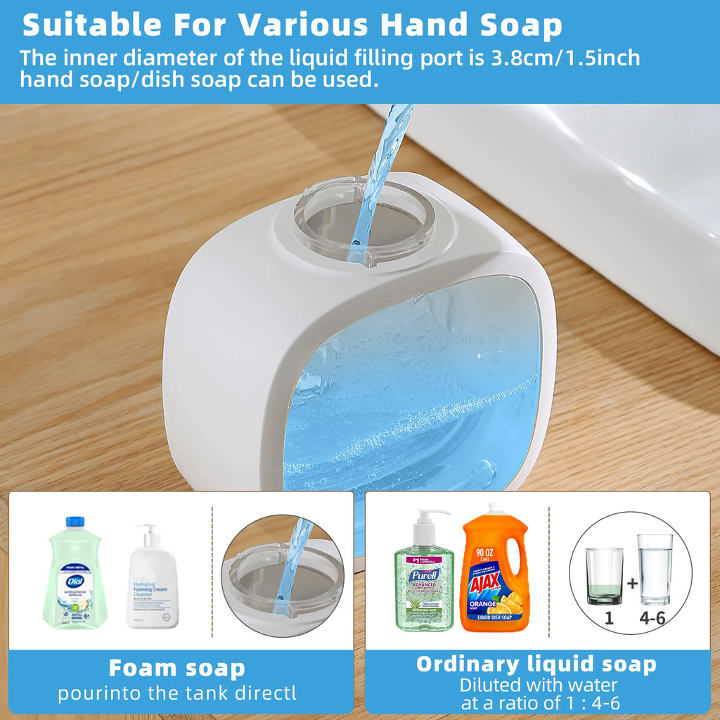 Wall mounted automatic foam soap dispenser with sensor and rechargeable battery