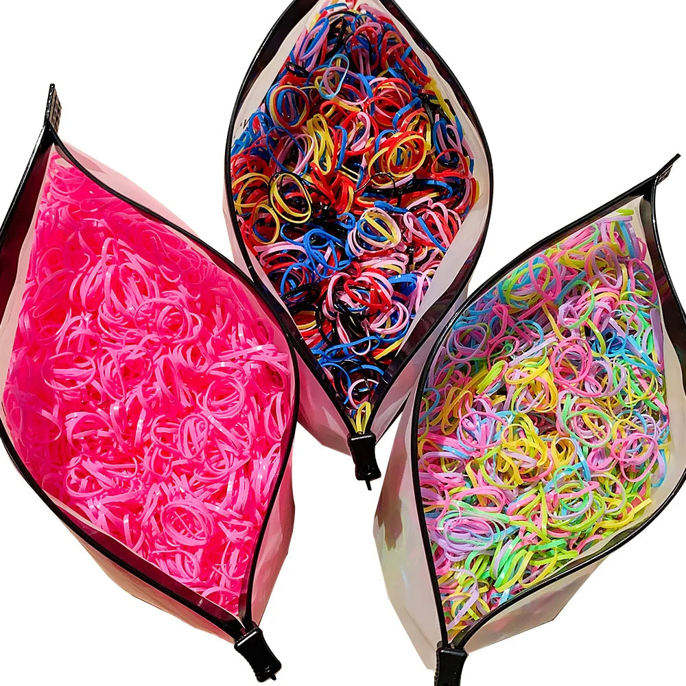 500/1000/2000pcs Girls Colourful Disposable Rubber Band Hair Ties Headband Children Ponytail Holder Bands Kids Hair Accessories fabbinventora.com