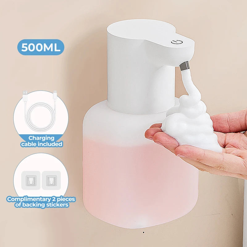 Wall mounted automatic foam soap dispenser with sensor and rechargeable battery