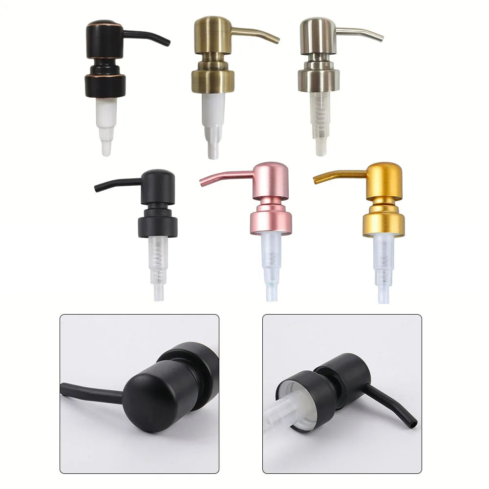 Stainless steel push dispenser head for soap lotion shampoo use pump