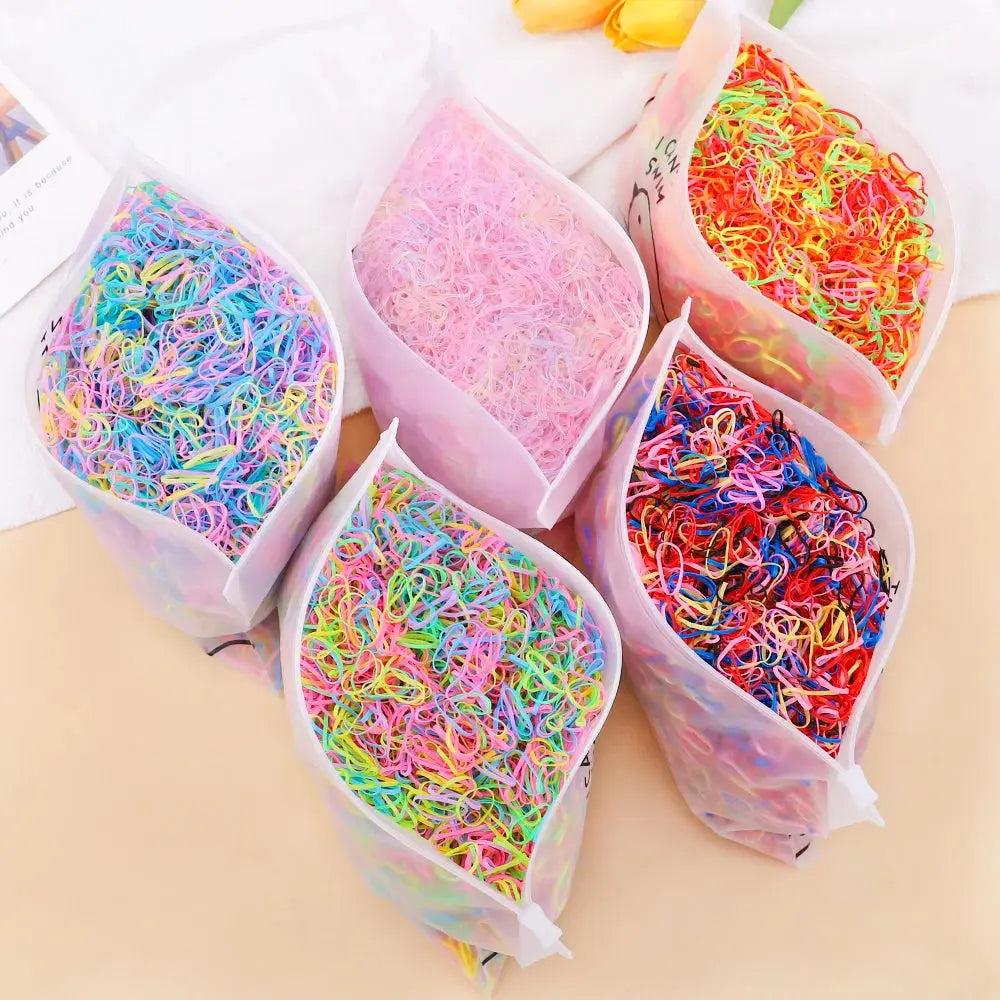 500/1000/2000pcs Girls Colourful Disposable Rubber Band Hair Ties Headband Children Ponytail Holder Bands Kids Hair Accessories fabbinventora.com