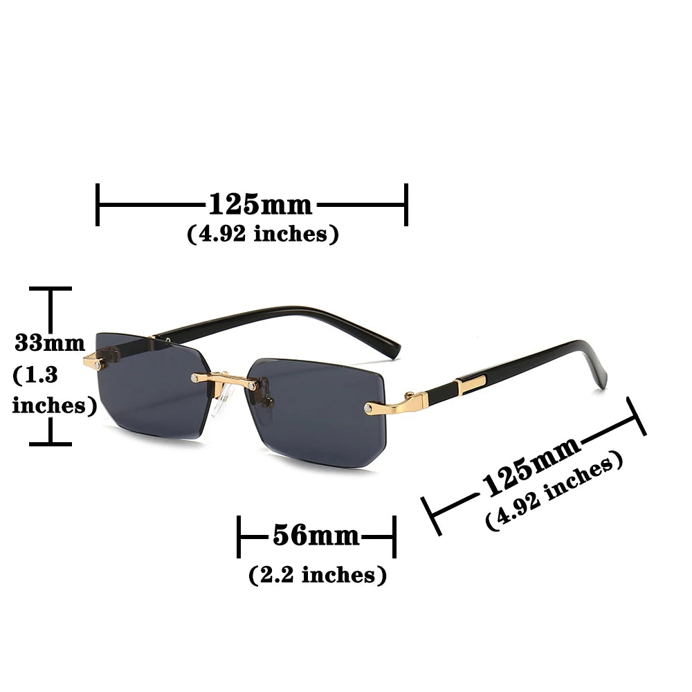 Rimless Sunglasses Rectangle Fashion Popular Women Men Shades Small Square Sun Glasses For Female Male Summer Traveling Oculos fabbinventora.com