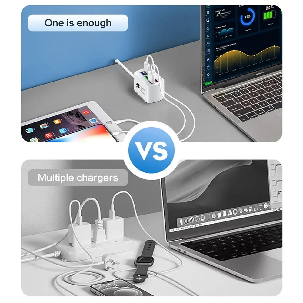 Fast USB Charger 6 in 1 Power Strip Desktop Charging Station Fast Charging 1m Cord USB HUB Adapter Socket for iPhone 16 Home fabbinventora.com