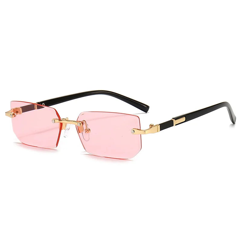 Rimless Sunglasses Rectangle Fashion Popular Women Men Shades Small Square Sun Glasses For Female Male Summer Traveling Oculos fabbinventora.com