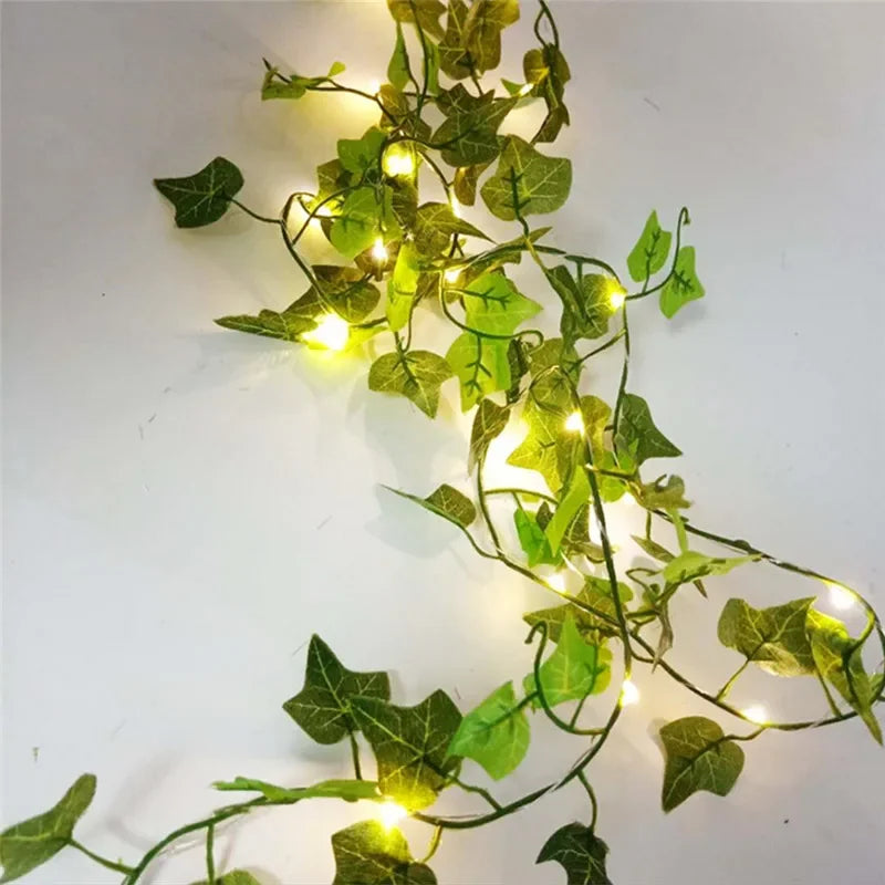 Flower Green Leaf String Lights Artificial Vine Fairy Lights Battery Powered Christmas Tree Garland Light for Weeding Home Decor fabbinventora.com