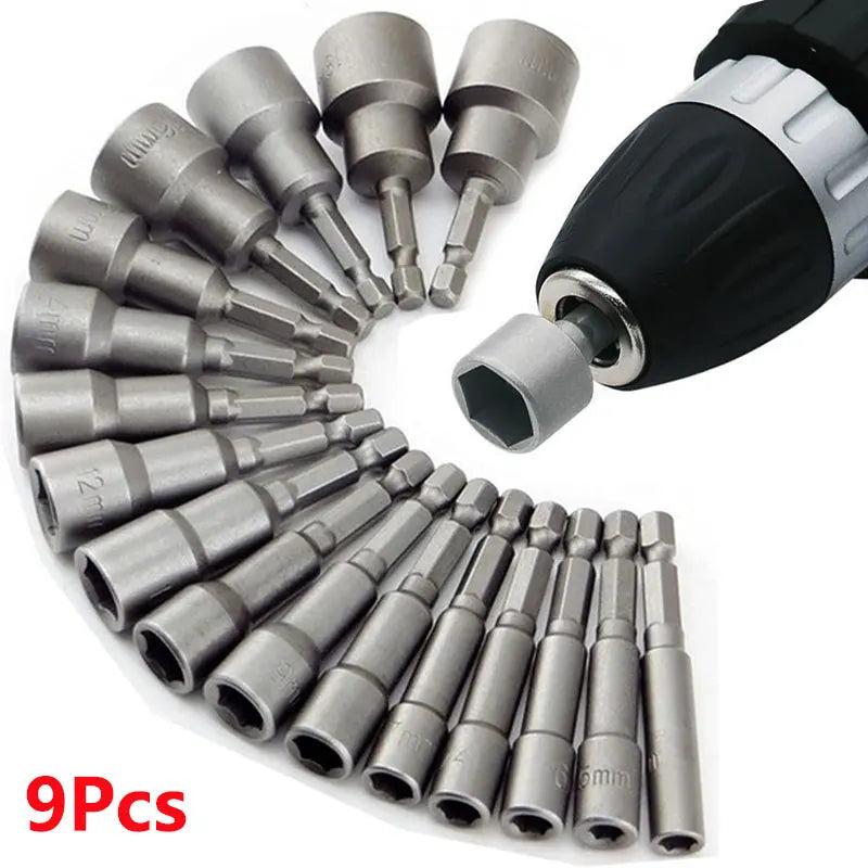 9pcs/set 5mm-13mm Hex Sockets Sleeve Nozzles Nut Driver Set Screwdriver Set Schroevendraaier Set Bits Sets Tools Socket Wrenches fabbinventora.com