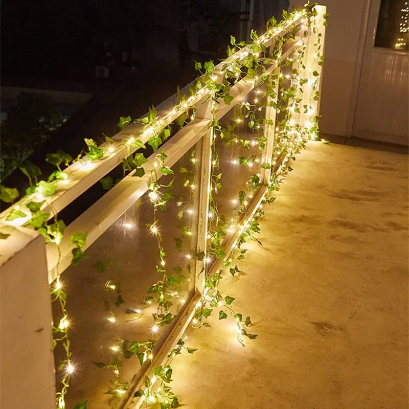 Flower Green Leaf String Lights Artificial Vine Fairy Lights Battery Powered Christmas Tree Garland Light for Weeding Home Decor fabbinventora.com