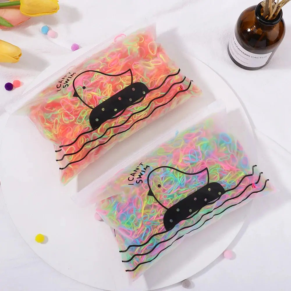 500/1000/2000pcs Girls Colourful Disposable Rubber Band Hair Ties Headband Children Ponytail Holder Bands Kids Hair Accessories fabbinventora.com