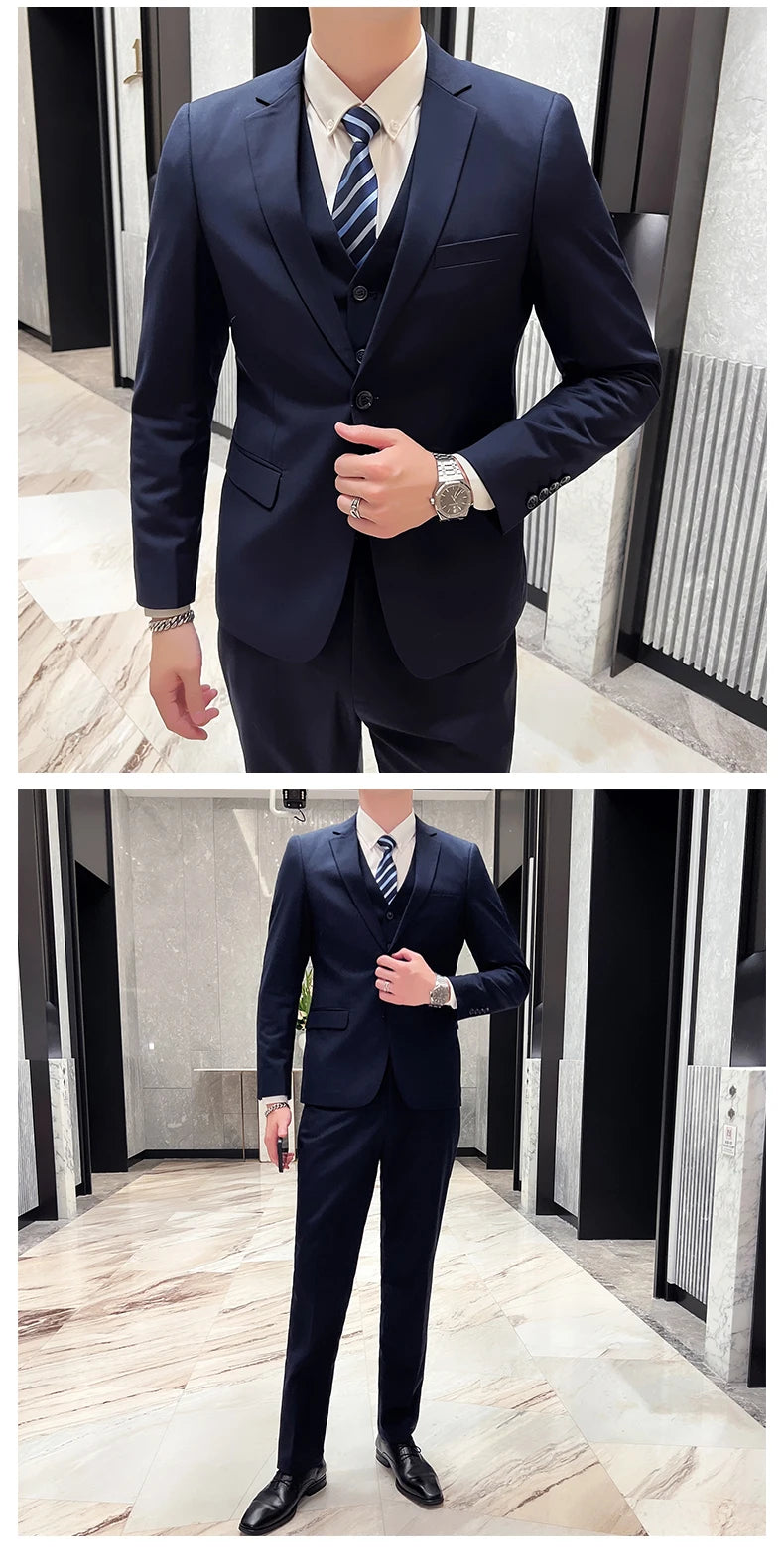Men's Business Casual Professional Dress (suit + Vest + Trousers) Slim-fit Groom Best Man Wedding Three-piece Dress Trend fabbinventora.com