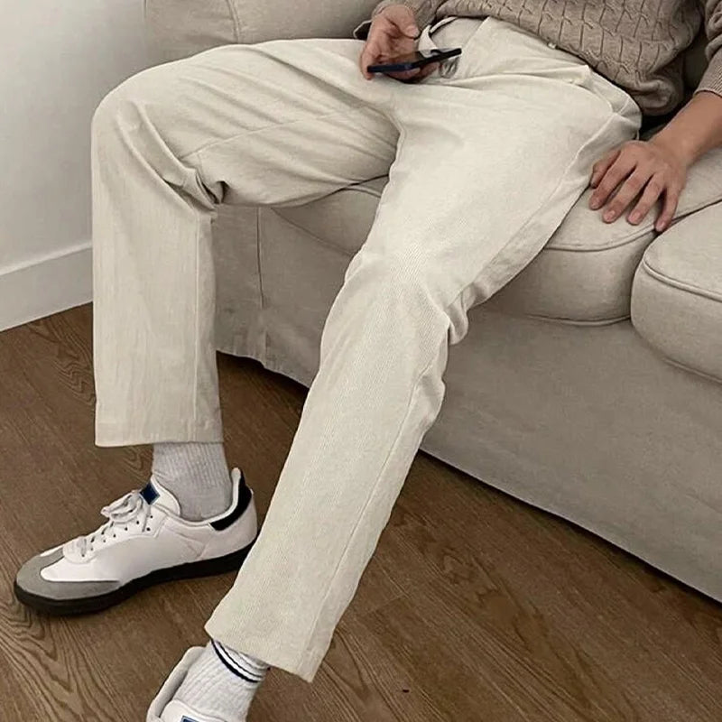 New Men's Drapey Dress Pants, Slightly Tapered, Loose Fit, Korean Style, Elegant and Casual, Solid Color, with a High-End Drape Effect fabbinventora.com