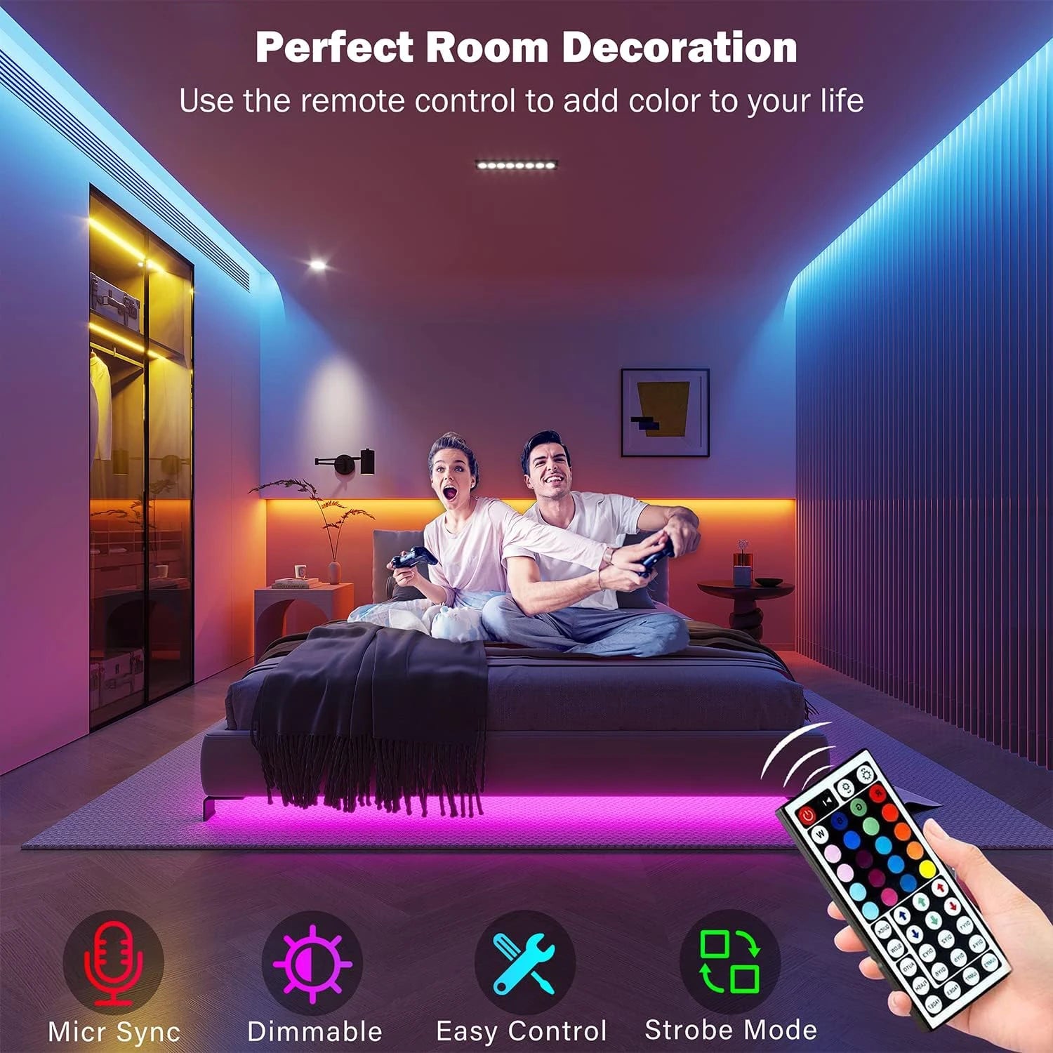RGB Led Strip Lights 5m 10m 20m 30m Led Room Light with APP Control Flexible Ribbon Luces Led Tape for Room Bedroom Decoration fabbinventora.com