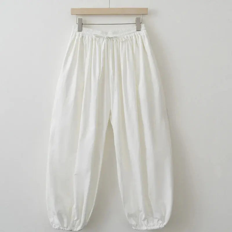 2025 Summer Trendy Linen Cotton Palazzo pants Women Bloomers Trousers fabbinventora.com