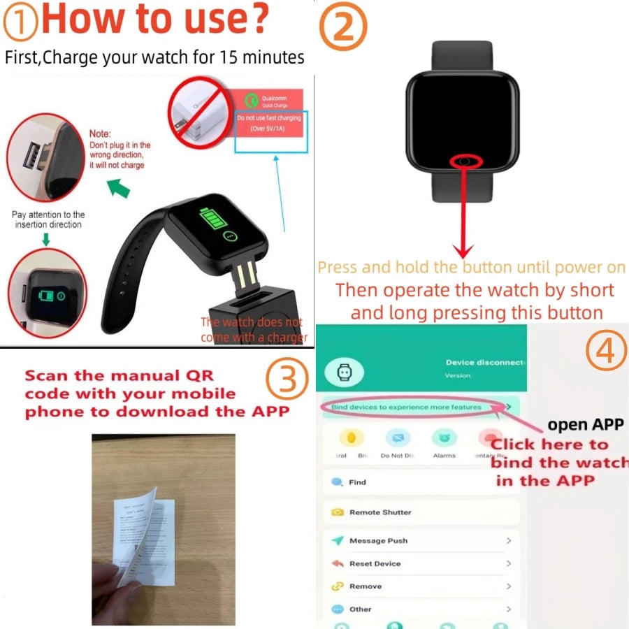 Smartwatch Men Women Wristwatches Smart Watch Message Fitness Monitor Bracelet Birthday Gift Electronic Clock For Android IOS fabbinventora.com