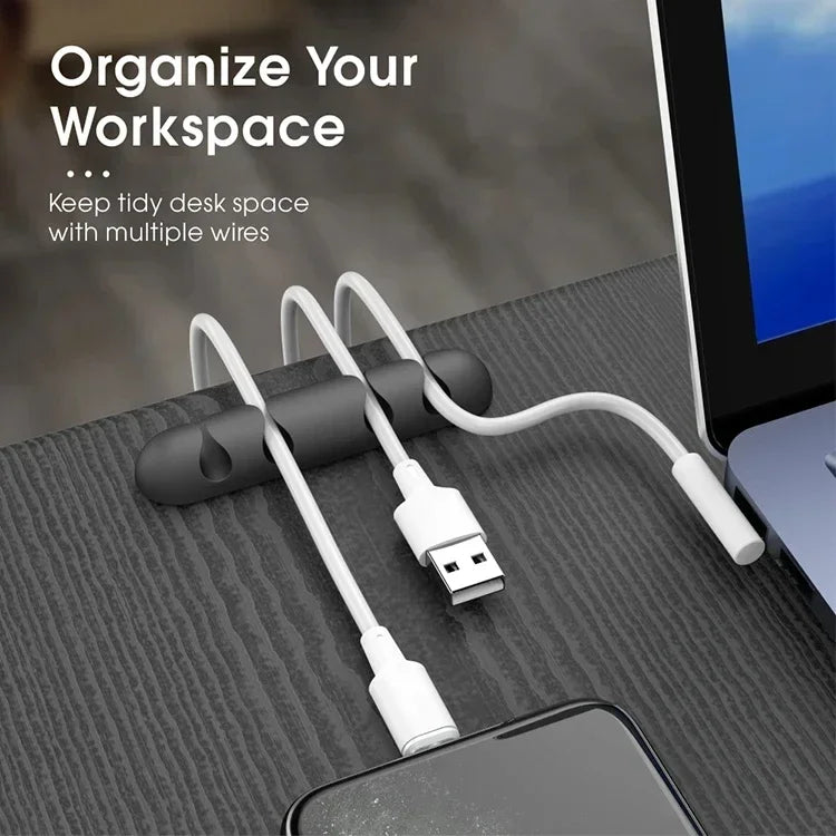 VIKEFON Cable Cord Wire Organizer Silicone USB Cable Winder Management Clips Self Adhesive for Mouse Keyboard Headset For iPhone fabbinventora.com