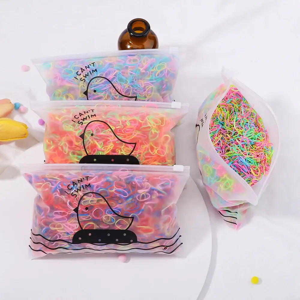 500/1000/2000pcs Girls Colourful Disposable Rubber Band Hair Ties Headband Children Ponytail Holder Bands Kids Hair Accessories fabbinventora.com