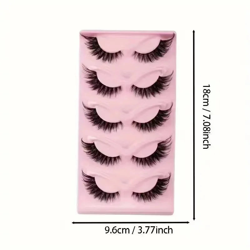 Hot Selling Makeup 5 Pairs Cat Eye Lashes Faux Eyelashes  Eye Elongated False Eyelashes fabbinventora.com