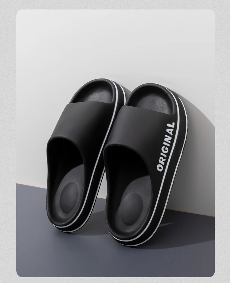 Feslishoet Women Letter Slippers Beach Slides Solid Color Mens Thick Sole Indoor Bathroom Anti Slip Shoes Summer Couple Sandals fabbinventora.com