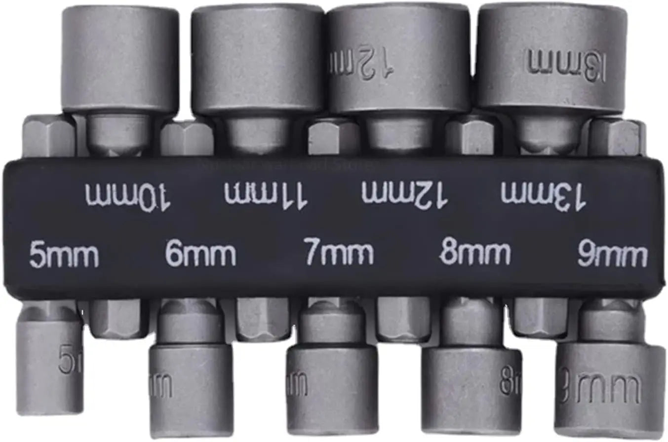 9pcs/set 5mm-13mm Hex Sockets Sleeve Nozzles Nut Driver Set Screwdriver Set Schroevendraaier Set Bits Sets Tools Socket Wrenches fabbinventora.com
