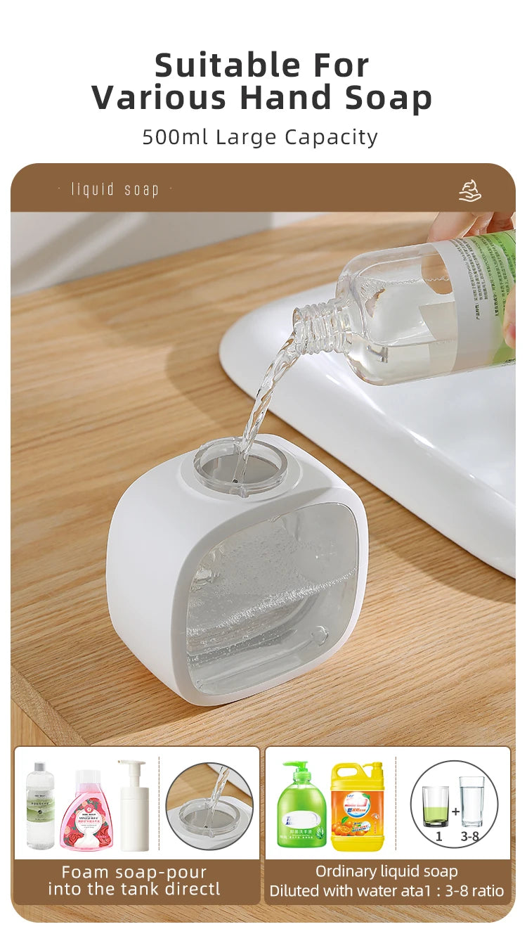 Wall mounted automatic foam soap dispenser with sensor and rechargeable battery