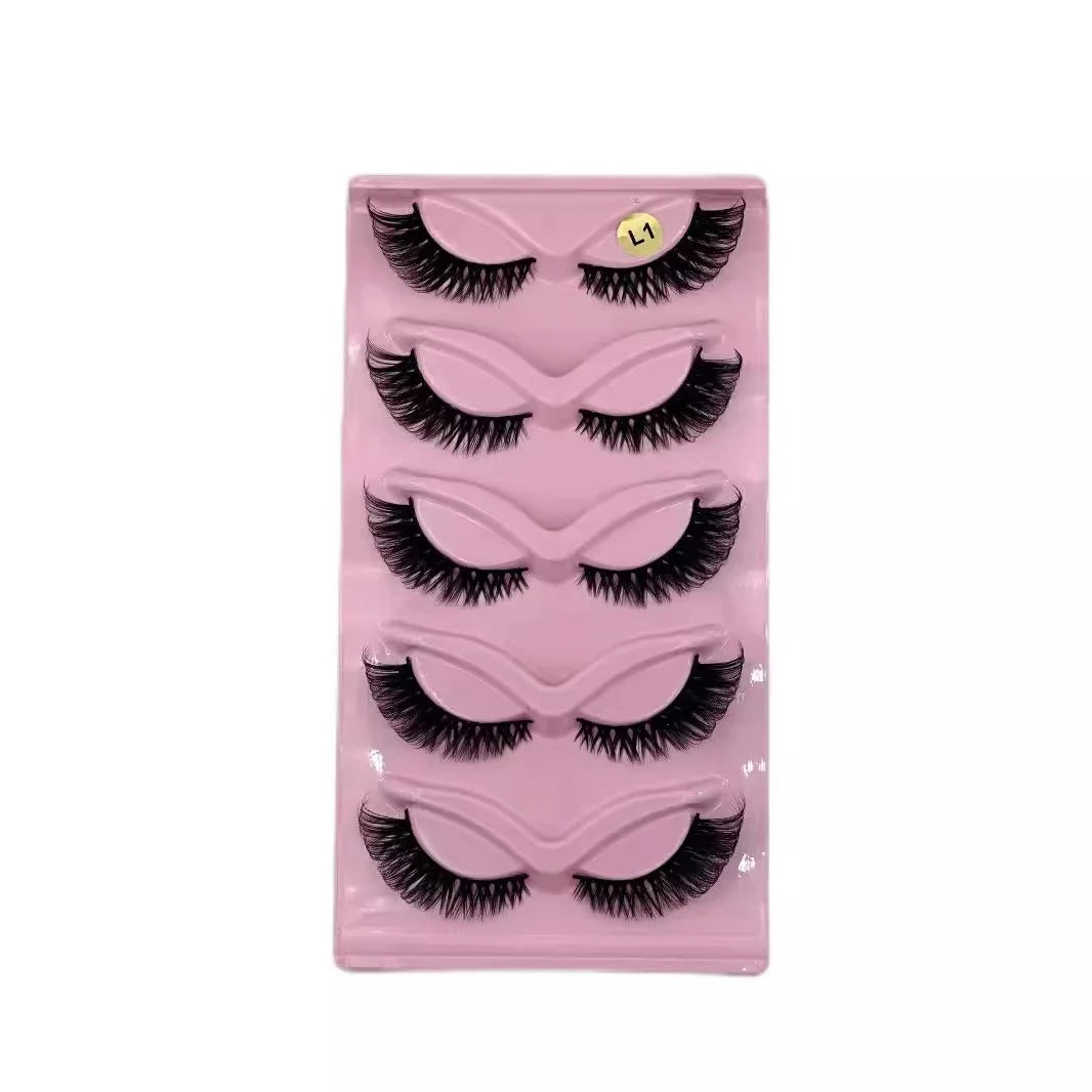 Hot Selling Makeup 5 Pairs Cat Eye Lashes Faux Eyelashes  Eye Elongated False Eyelashes fabbinventora.com
