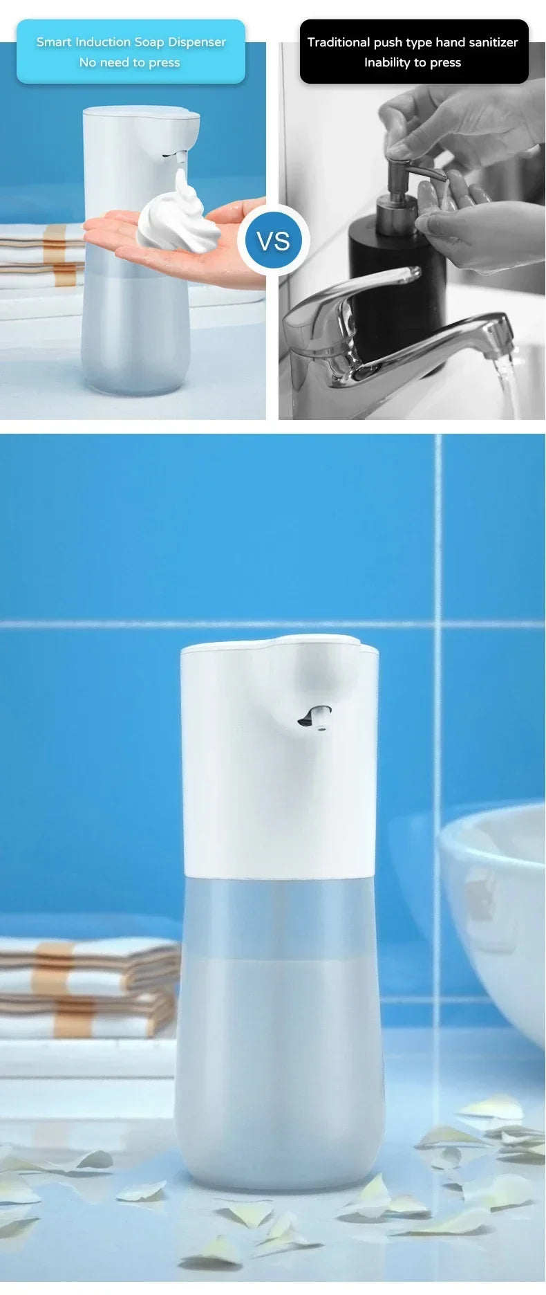 Automatic Soap Dispenser Soap Foam Dispenser Smart Sensor Soap Dispenser Contactless USB Charging 350ml Hand Sanitizer Machine fabbinventora.com