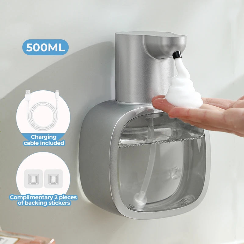 Wall mounted automatic foam soap dispenser with sensor and rechargeable battery