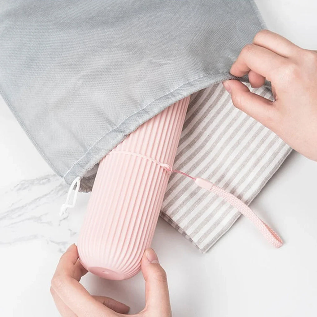 Portable toothbrush and toothpaste holder case for travel and camping use