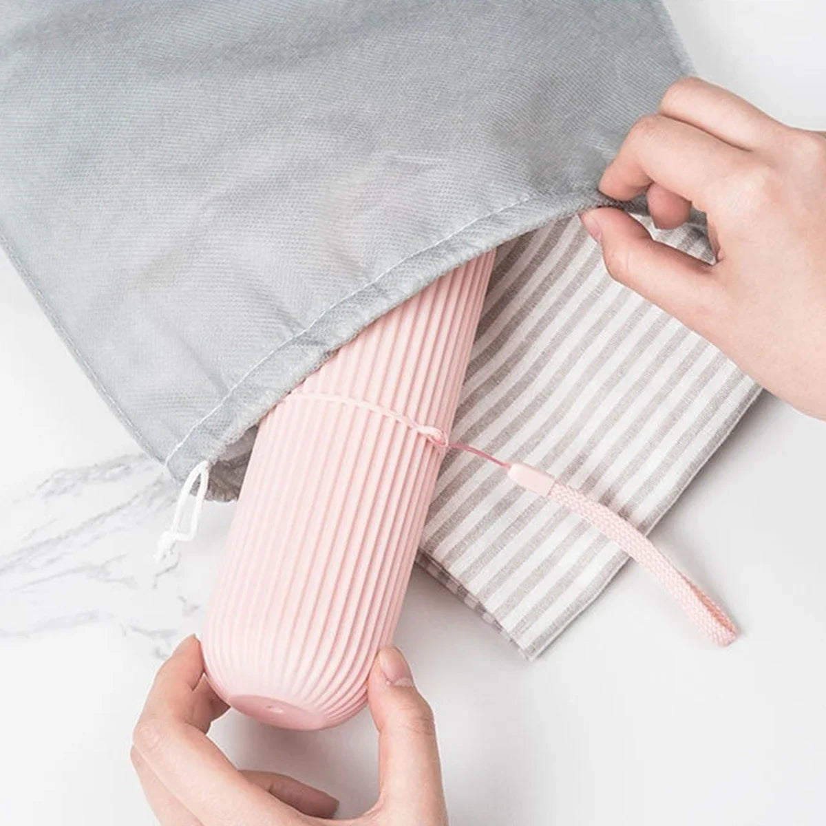 Portable toothbrush and toothpaste holder case for travel and camping use