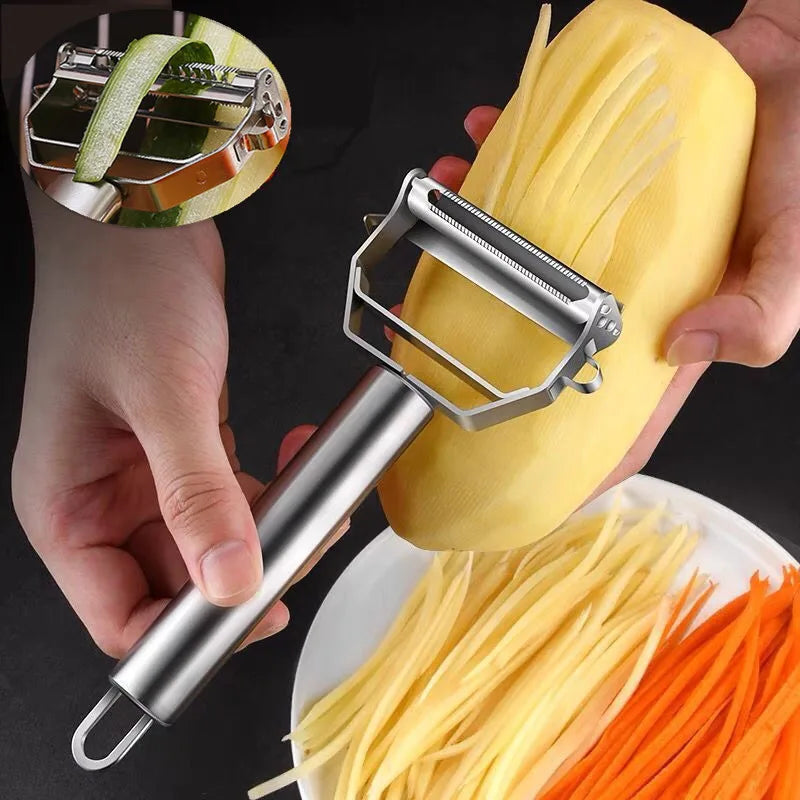 Kitchen Vegetable Peeler Stainless Steel Melon Planer Double-Head Peeler Household Multiple-Function Fruit And Vegetable Peeler fabbinventora.com