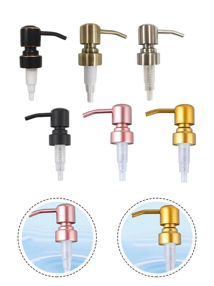 Stainless steel push dispenser head for soap lotion shampoo use pump