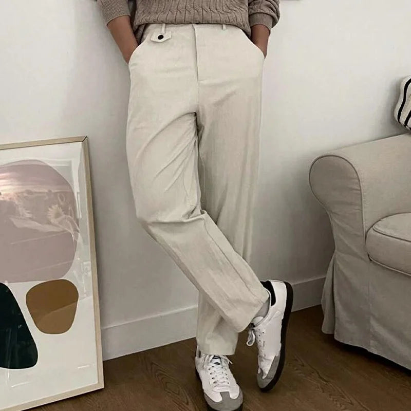 New Men's Drapey Dress Pants, Slightly Tapered, Loose Fit, Korean Style, Elegant and Casual, Solid Color, with a High-End Drape Effect fabbinventora.com