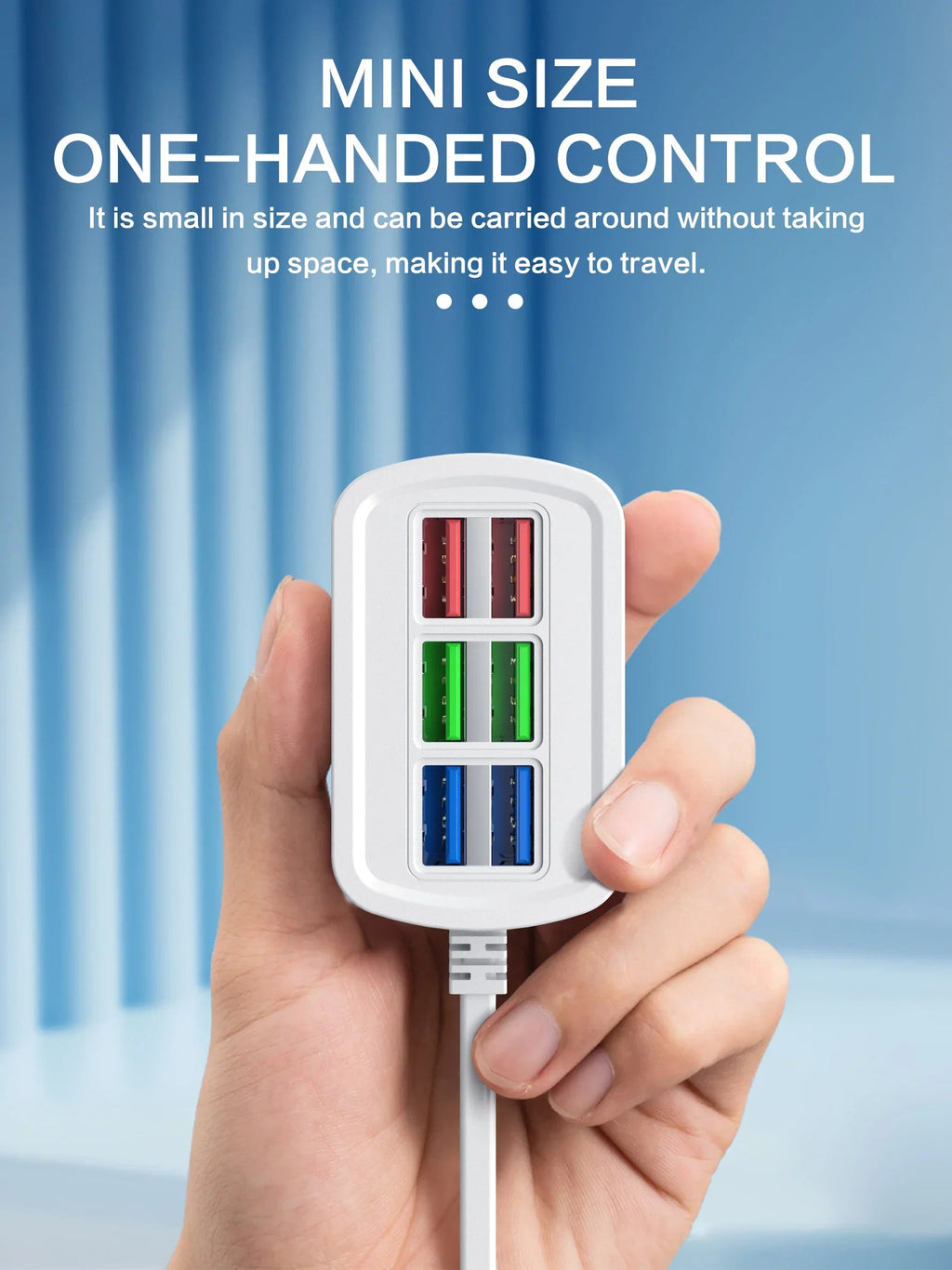 Fast USB Charger 6 in 1 Power Strip Desktop Charging Station Fast Charging 1m Cord USB HUB Adapter Socket for iPhone 16 Home fabbinventora.com